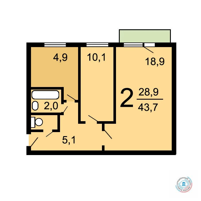 Продается квартира, 43.7 м - Фото 0