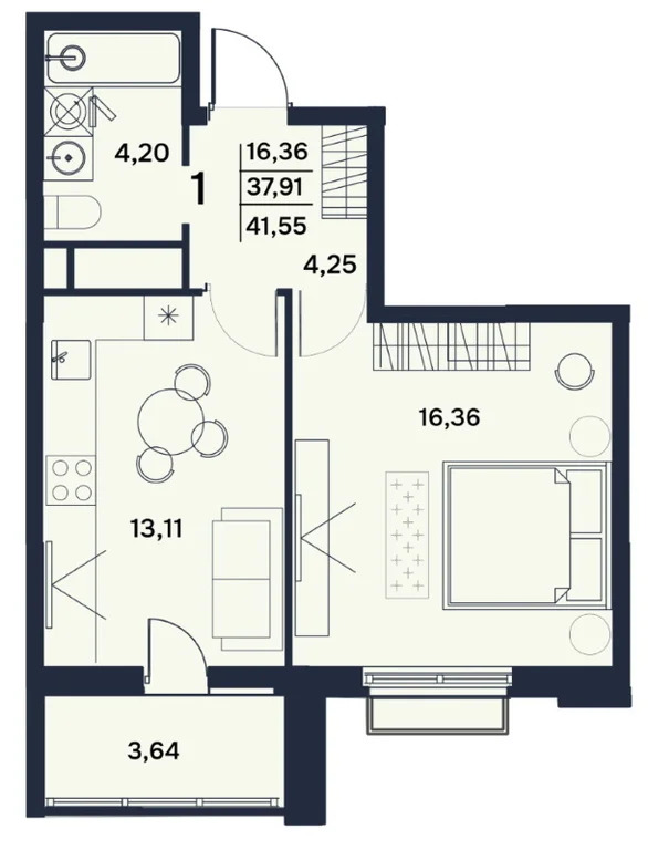 Продается квартира, 41.5 м - Фото 1