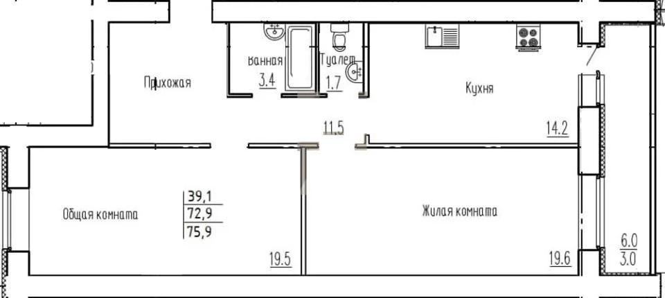 Продается квартира, 72.9 м - Фото 7