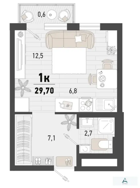 Продаётся студия, 29,7 кв. м. - Фото 5