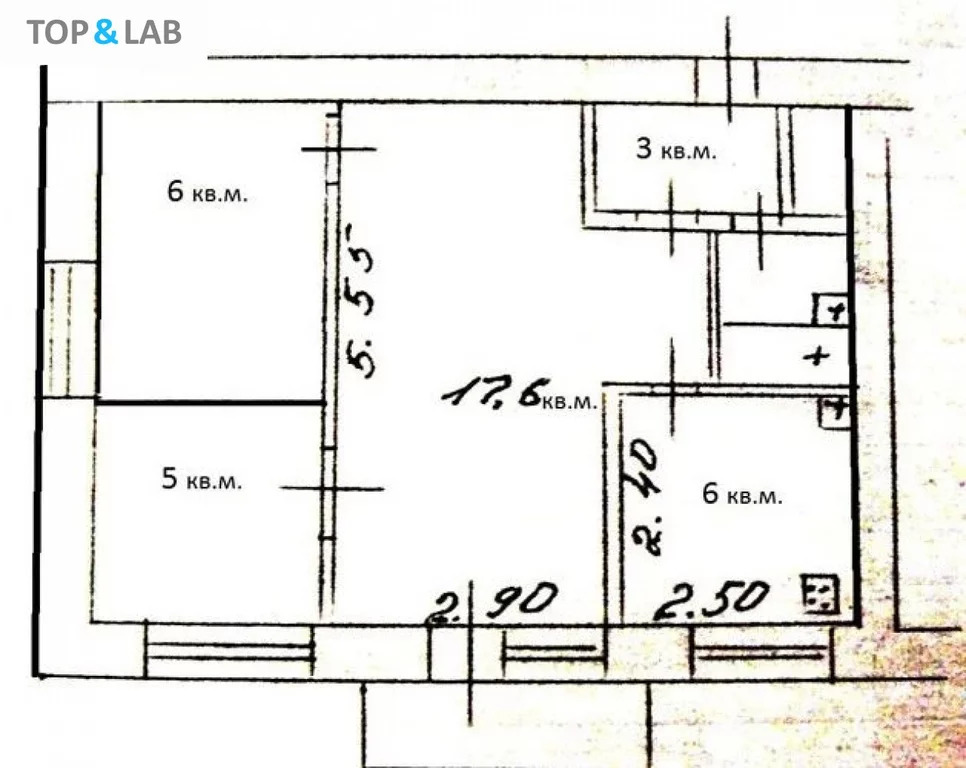 План квартиры в хрущевке с размерами 2 х комнатная квартира