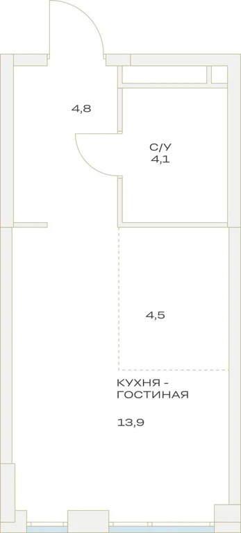 Продается студия 27.7 м2 в новостройке - Фото 1