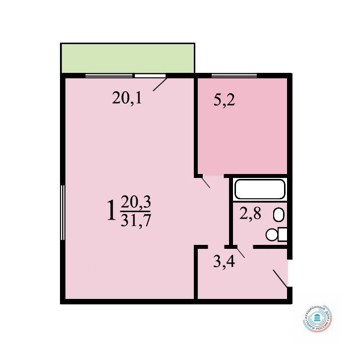 Продается квартира, 31.8 м - Фото 0