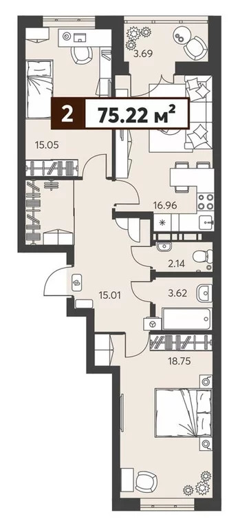 Продается квартира, 75.22 м - Фото 1