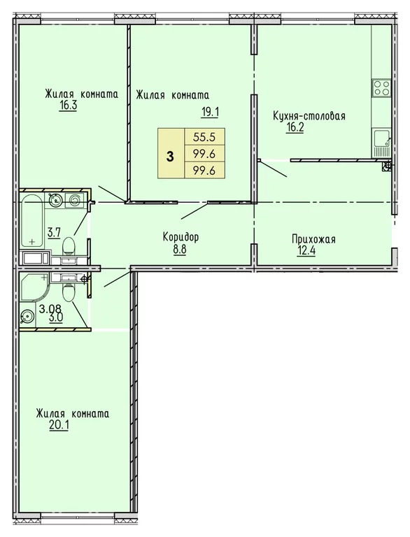 Продается квартира, 99.6 м - Фото 1