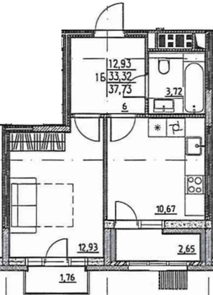 Продается квартира, 37.73 м - Фото 1