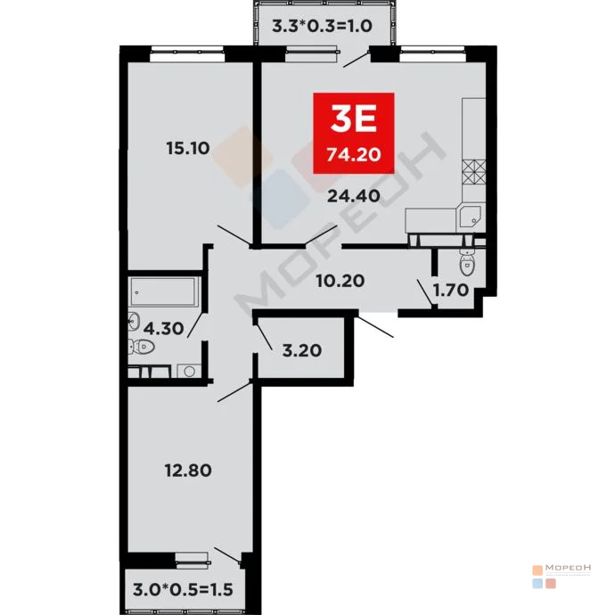 2-я квартира, 71.60 кв.м, 17/20 этаж, Энка, им. Мурата Ахеджака ул, ... - Фото 18