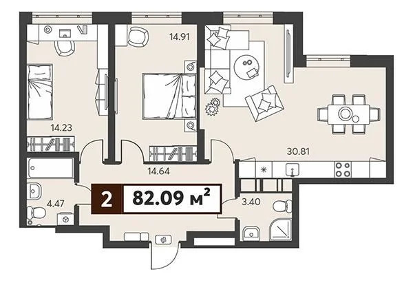 Продается квартира, 82.09 м - Фото 13