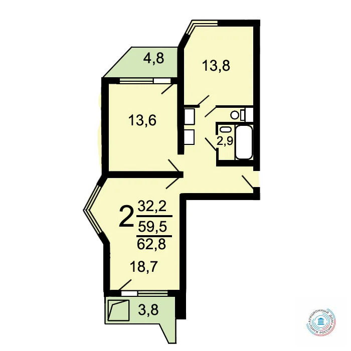 Продается квартира, 62.8 м - Фото 0