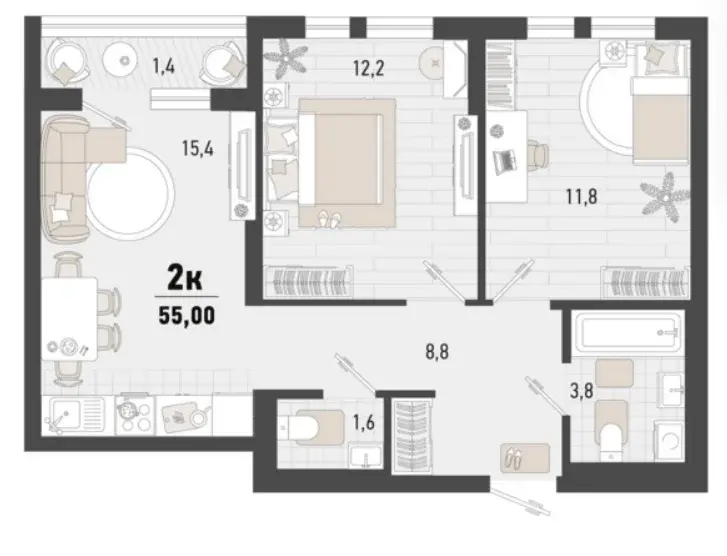 Продаётся 2-комн. квартира, 55 кв. м. - Фото 4