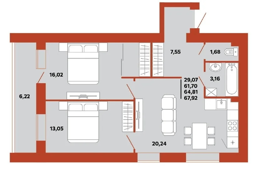 Продается квартира, 67.92 м - Фото 1