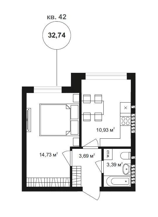 Продам 1-комн. квартиру 32.74 кв.м. - Фото 10