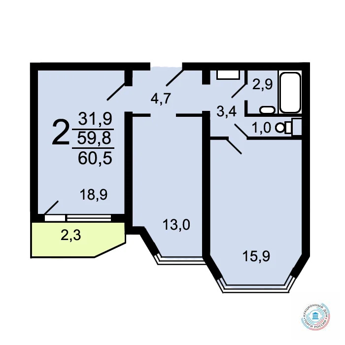 Продается квартира, 60.5 м - Фото 0