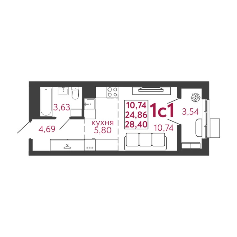 Продается квартира, 28.4 м - Фото 1