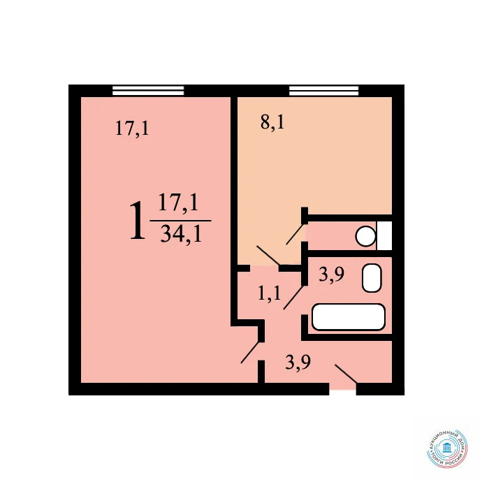 Продается квартира, 31.1 м - Фото 1