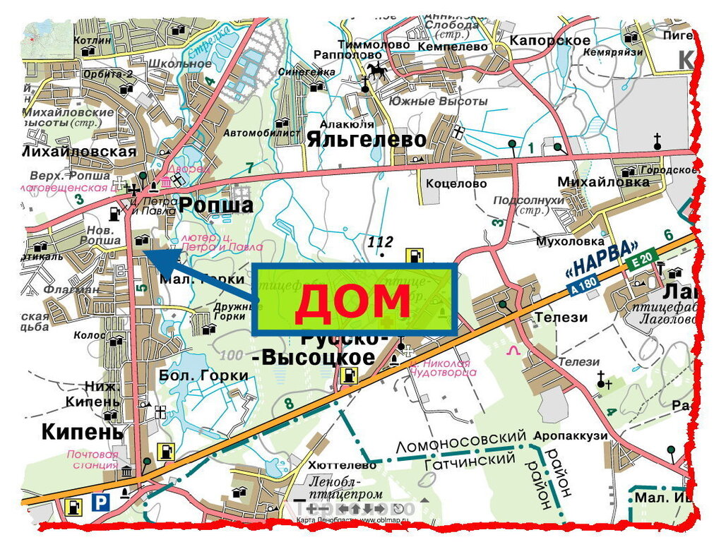 Карта ропша ломоносовский район