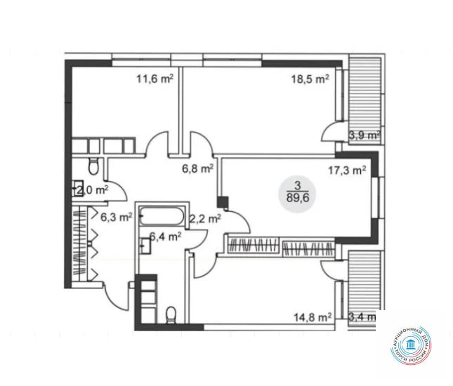 Продается квартира, 89.6 м - Фото 3