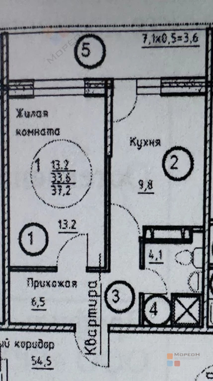 1-я квартира, 37.20 кв.м, 13/17 этаж, Энка, Дзержинского ул, ... - Фото 19