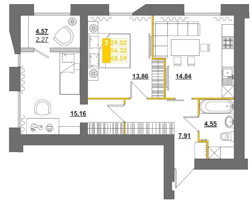 Продается квартира, 62.64 м - Фото 7