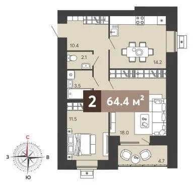 Продается квартира, 70 м - Фото 5