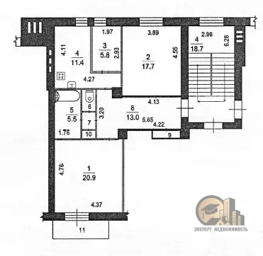 3-х комнатная квартира 77,4кв.м. г. Подольск, ул. Индустриальная 5 - Фото 20