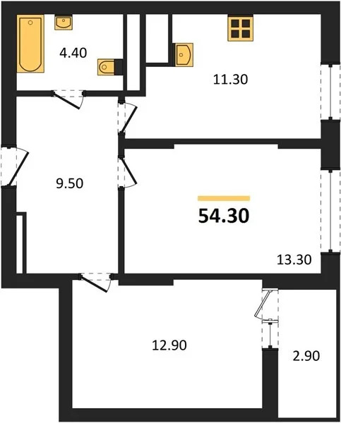 Продается квартира, 54.3 м - Фото 1