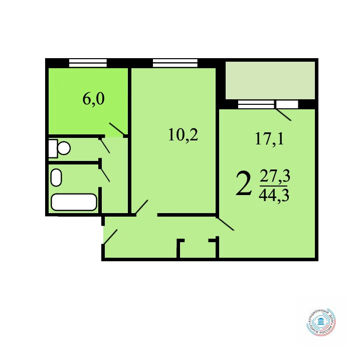 Продается квартира, 44.3 м - Фото 2