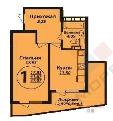 1-я квартира, 54.00 кв.м, 2/17 этаж, Молодежный, Душистая ул, ... - Фото 6