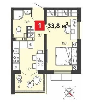 Продается квартира, 33.8 м - Фото 4