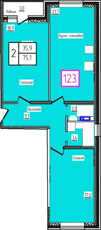 Продам 2-комн. квартиру 74.1 кв.м. - Фото 2