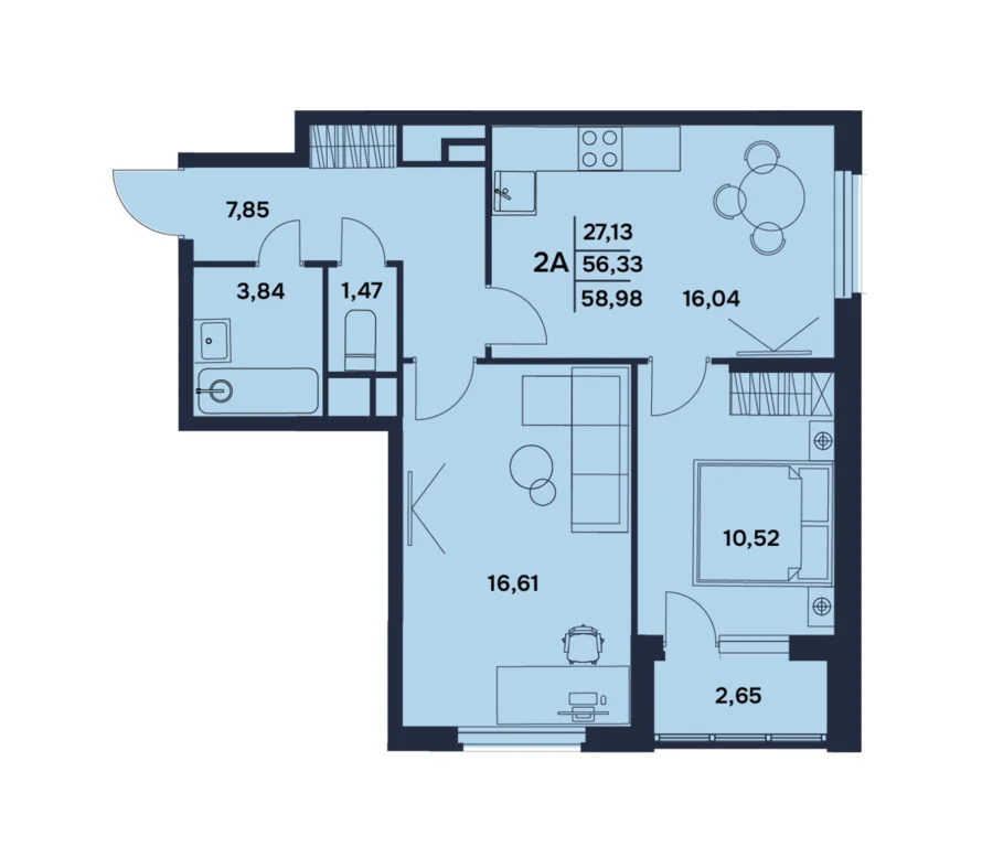 Продается квартира, 58.98 м - Фото 2
