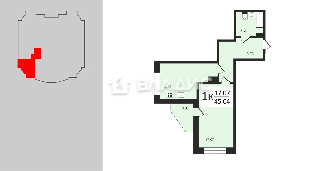 городской округ Владимир, улица Лакина, д.2Б, 1-комнатная квартира на ... - Фото 0