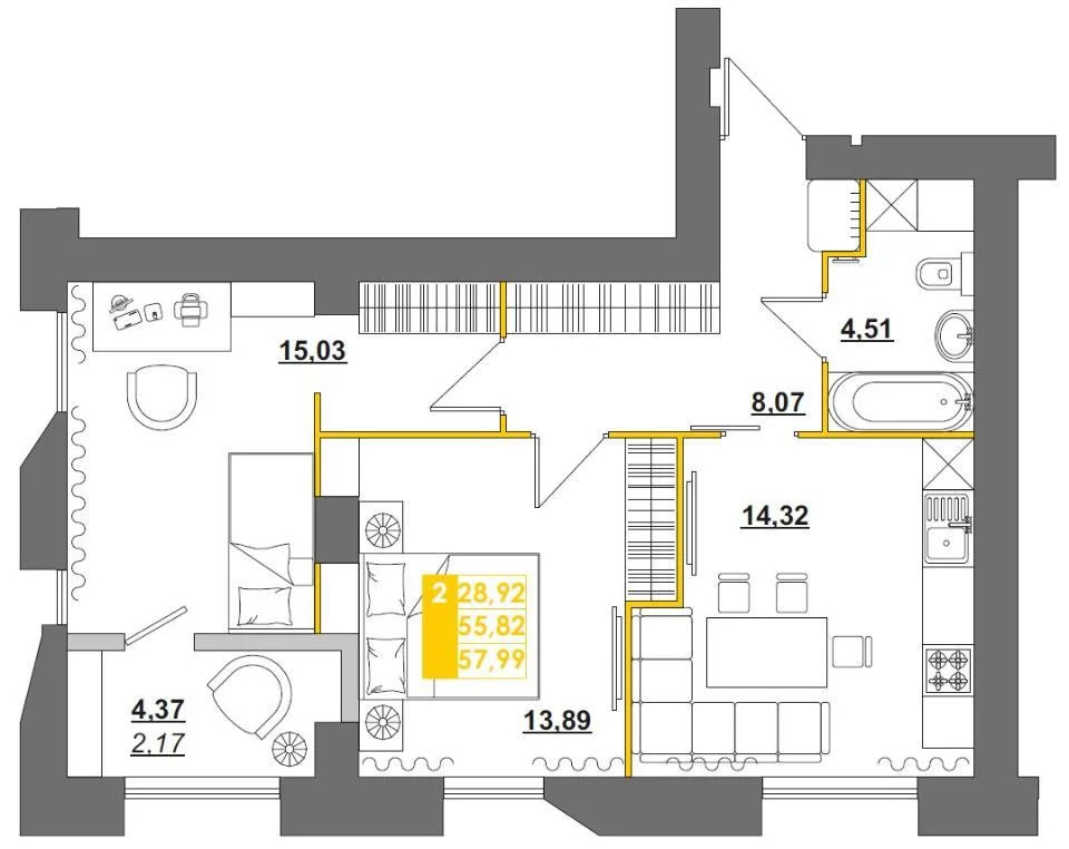 Продается квартира, 60.17 м - Фото 7