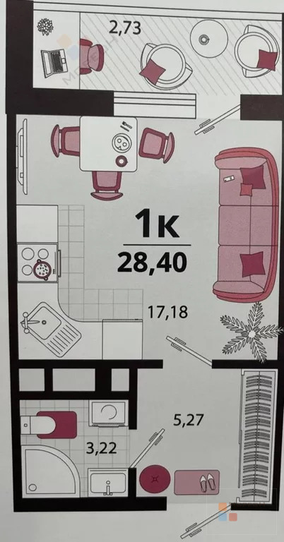 1-я квартира, 26.80 кв.м, 7/18 этаж, Знаменский, Природная ул . - Фото 6