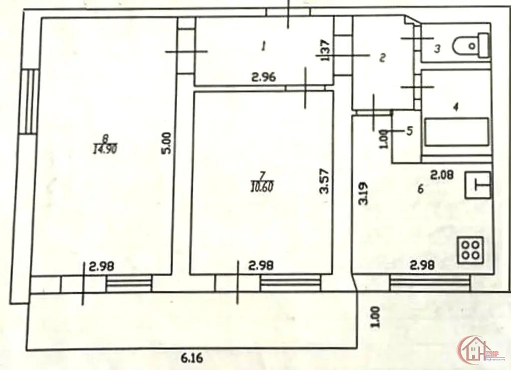 2-ком. с лоджией в Краснодаре — заходи и живи - Фото 21