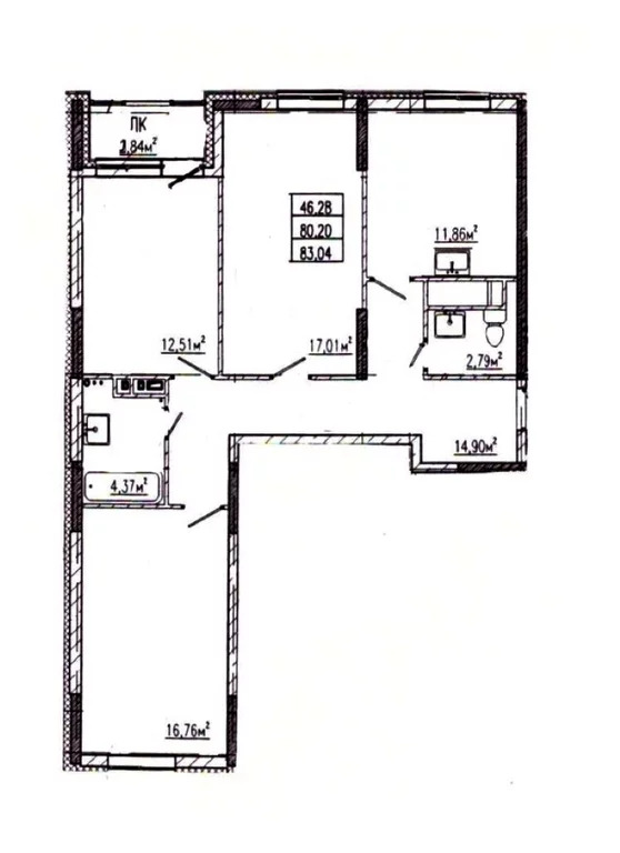 Продается квартира, 83.04 м - Фото 4