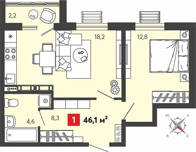 Продается квартира, 46.1 м - Фото 5