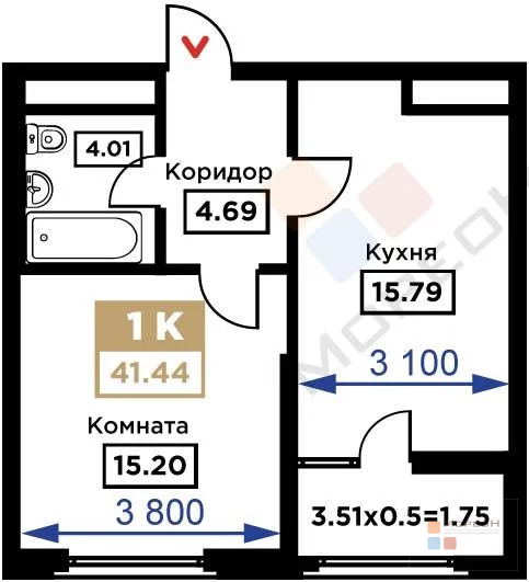 1-я квартира, 42.30 кв.м, 9/25 этаж, ШМР, Школьная ул, 8250000.00 ... - Фото 10