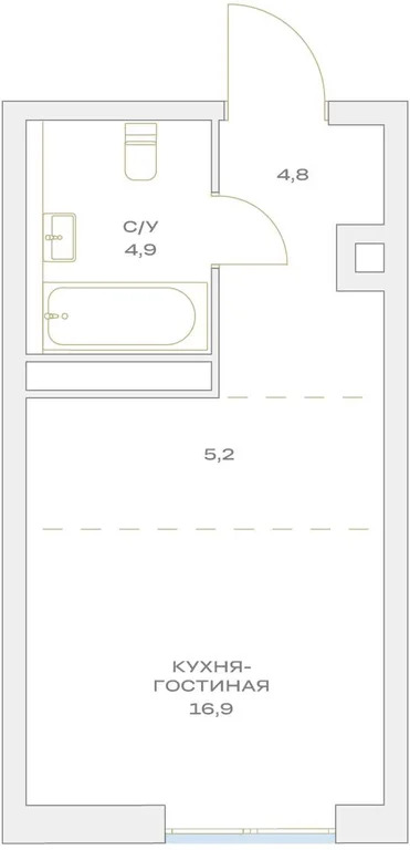 продается студия 27 м2 в новостройке - Фото 1