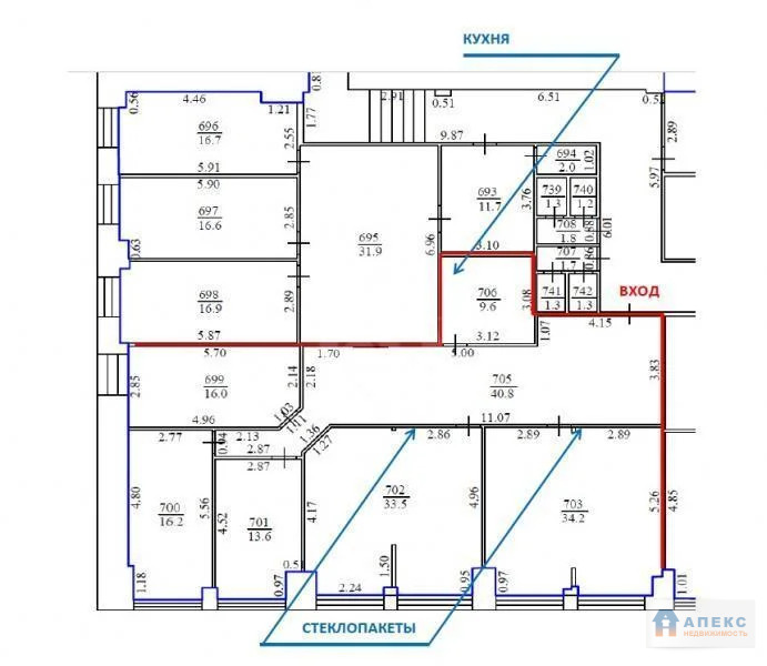 Аренда офиса 164 м2 м. Площадь Гагарина в бизнес-центре класса В в ... - Фото 5