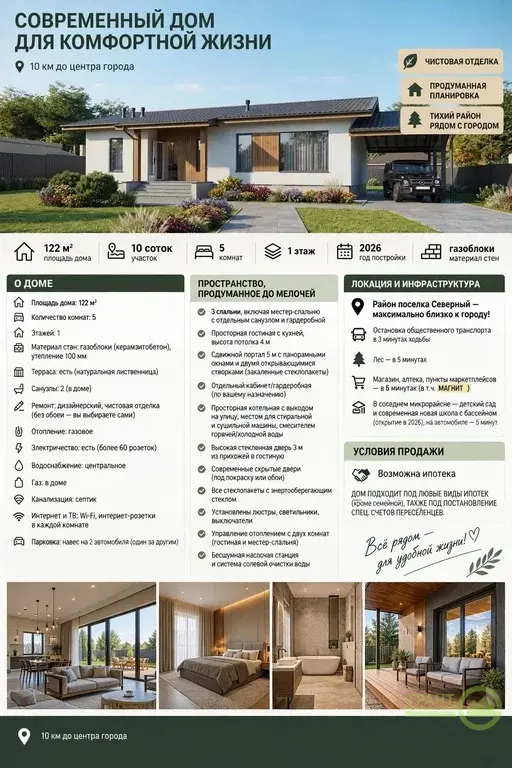 Новый дом  под ключ в Стрелецкое-43, рядом п. Северный - Фото 39