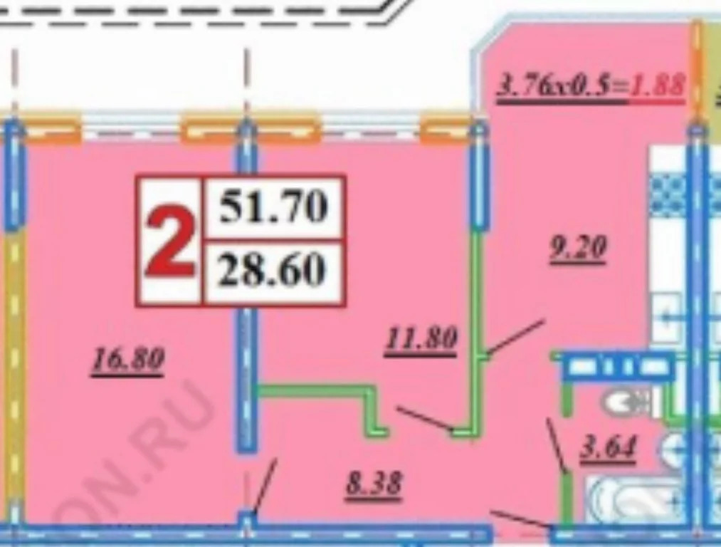 Продается 2-комн. квартира 52 кв.м. - Фото 3