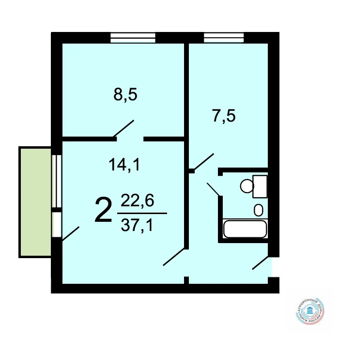 Продается квартира, 37.1 м - Фото 0