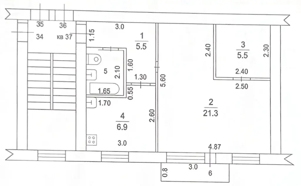 2-к. квартира, 42,7 м2, 2/4 эт. - Фото 11