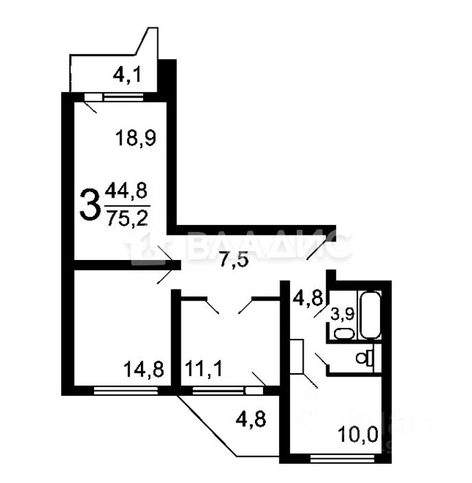 Москва, Белореченская улица, д.38к1, 3-комнатная квартира на продажу - Фото 16