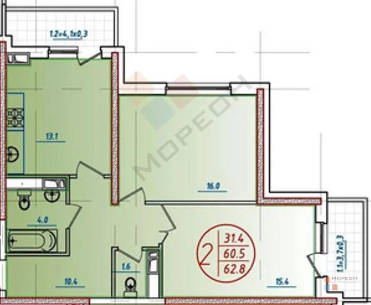 2-я квартира, 61.30 кв.м, 23/24 этаж, ФМР, Фестивальная ул, ... - Фото 11