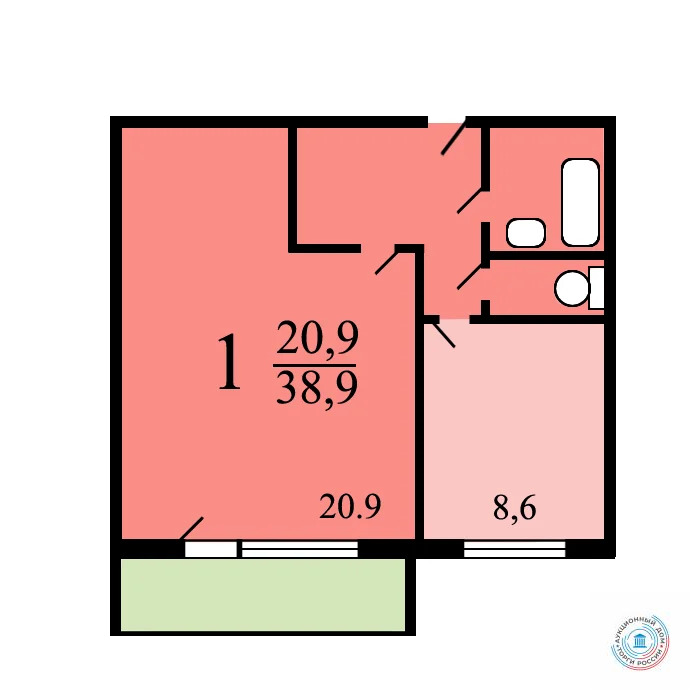 Продается квартира, 38.2 м - Фото 1