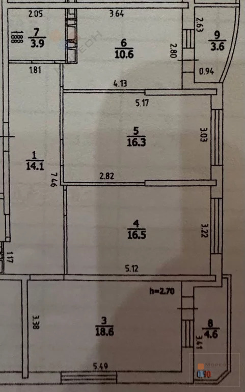 3-я квартира, 88.00 кв.м, 9/15 этаж, ГМР, им. Дмитрия Благоева ул, ... - Фото 18