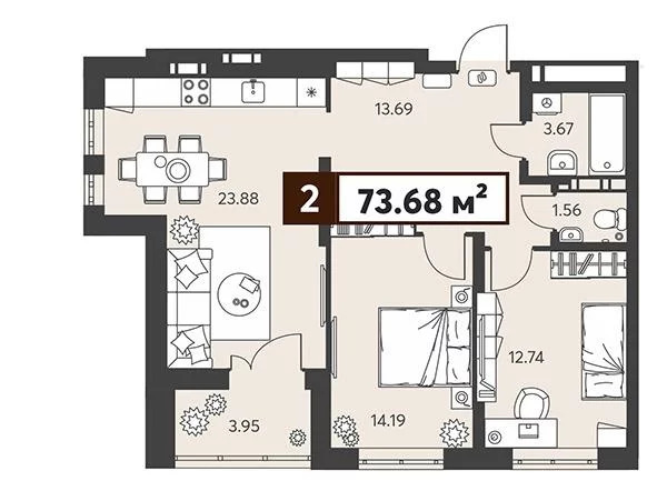 Продается квартира, 73.68 м - Фото 20