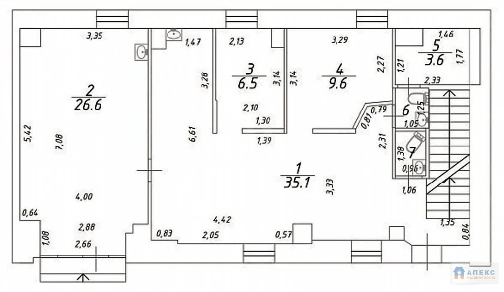 Продажа помещения пл. 180 м2 под офис,  м. Семеновская в ... - Фото 7